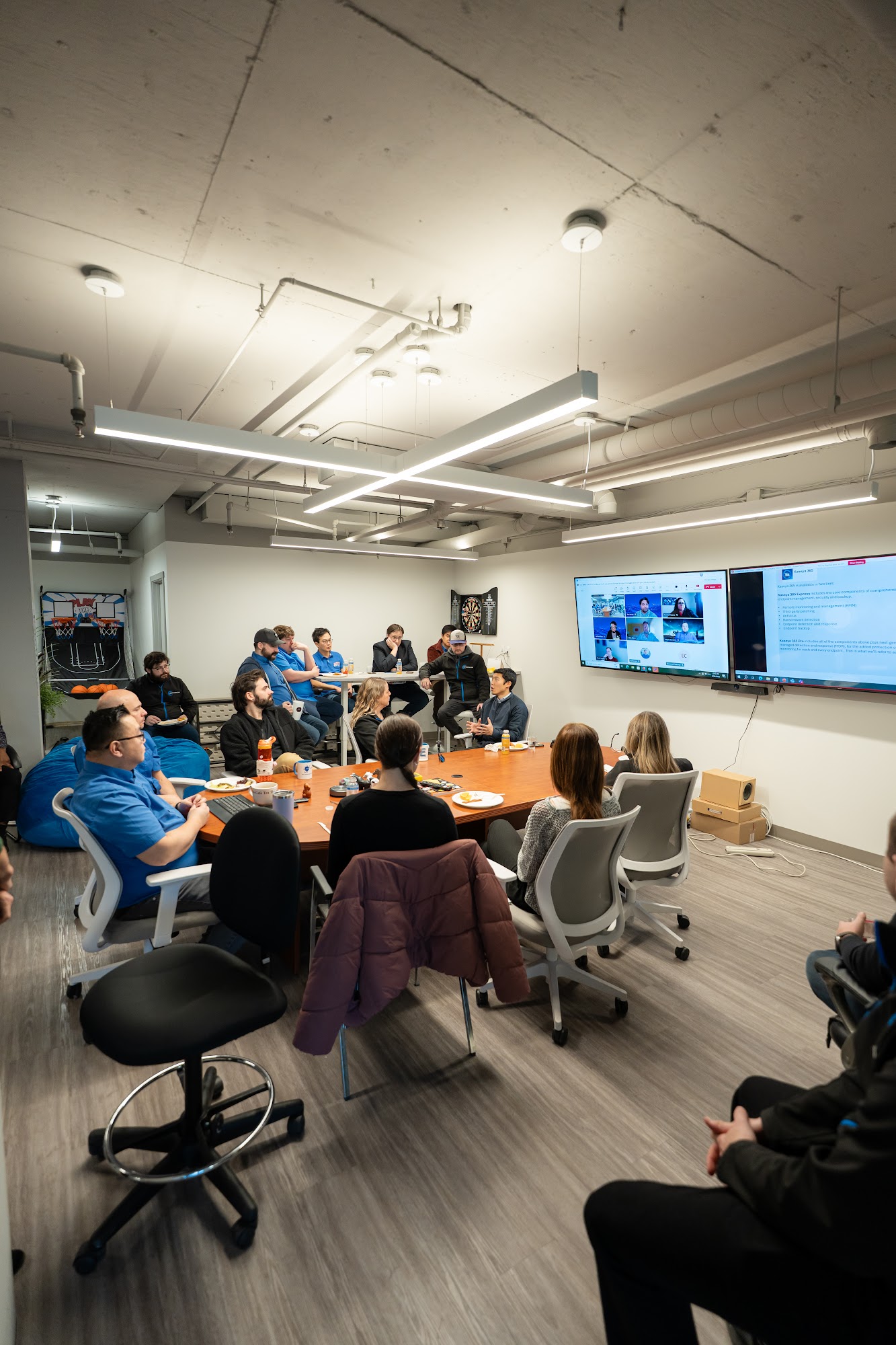 LAN staff meeting in the open office