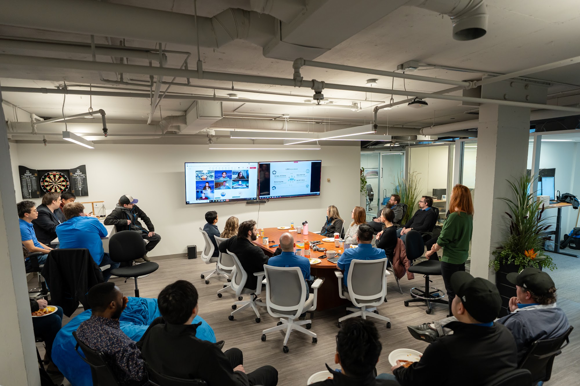 LAN team gathered for a meeting